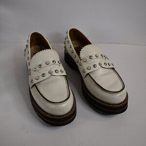 Coach White Lenox Leather Platform Loafers with Removable Sherpa Insoles